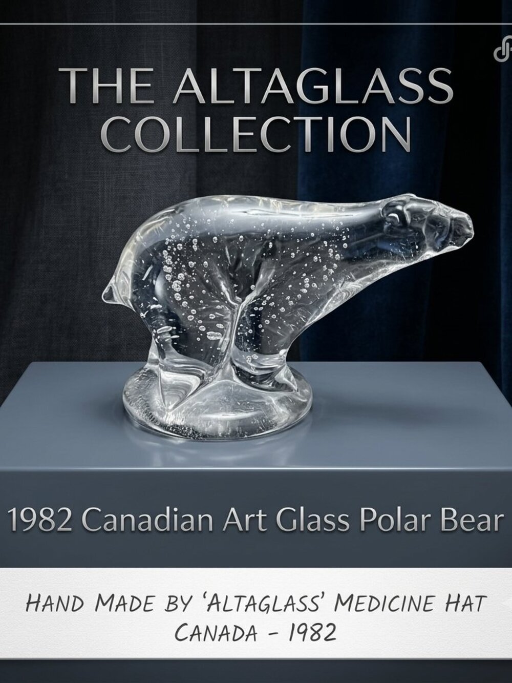 Vintage Altaglass Medicine Hat Canada Polar Bear Art Glass Figurine 1982
